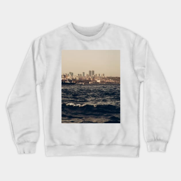 Coastal Haven: A City by the Sea Crewneck Sweatshirt by aestheticand